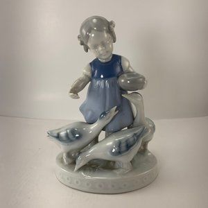 Gerold Porzellan Figurine-Young Girl Feeding Geese